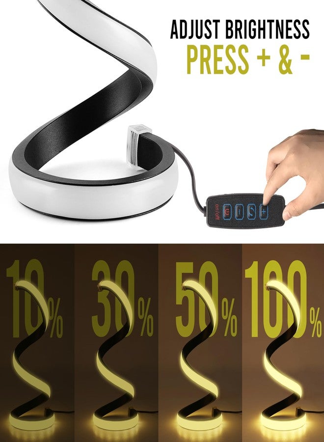 الجستو مصباح طاولة جيستو LED بجهد 5 فولت - يعمل بمنفذ USB مع مصباح LED قابل للتعتيم بثلاثة ألوان متغيرة | مصباح ليلي أنيق بتصميم حلزوني لغرفة النوم، غرفة المعيشة، غرفة الدراسة، والطاولة الجانبية - Image 3